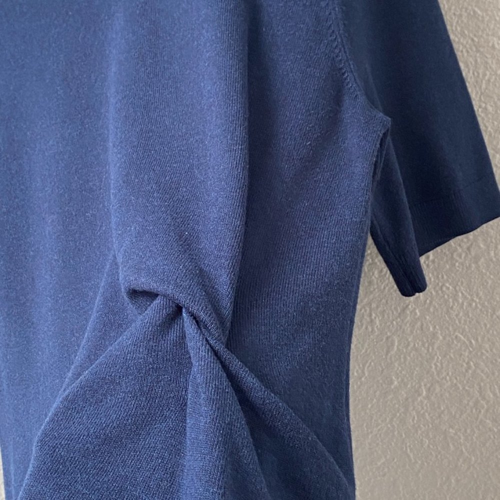 Banana Republic, Dark Blue Midi Dress, with Waist Scrunch Accent, Size L - Picture 3 of 5